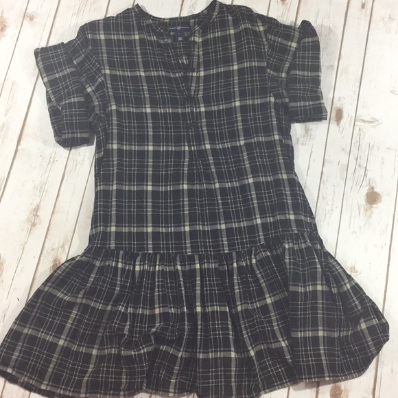 GAP Dresses & Skirts - Gap Plaid Drop Waist Dress Tunic S Tab Sleeve